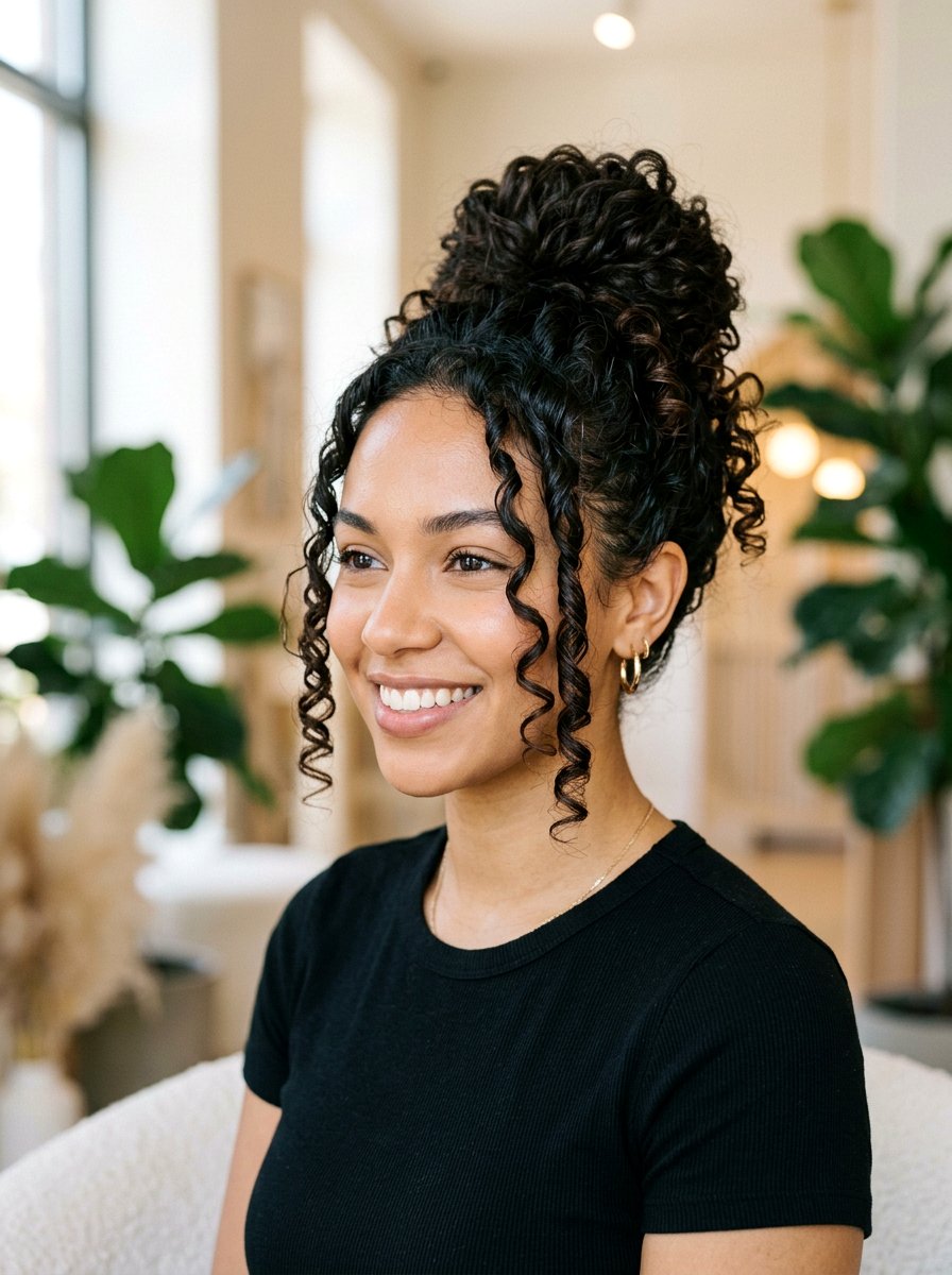 Y2k Face Framing Strands With Curly Hair Updo - 20 y2k face framing strands hairstyle - 20 y2k face framing strands hairstyle