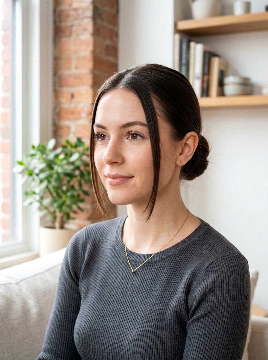 Y2k Face Framing Strands With Low Bun And Middle Part - 20 y2k face framing strands hairstyle - 20 y2k face framing strands hairstyle