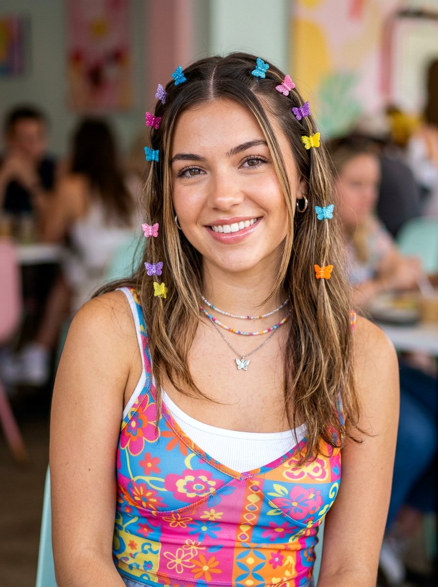 Y2k Face Framing Strands With Mini Butterfly Clips - 20 y2k face framing strands hairstyle - 20 y2k face framing strands hairstyle