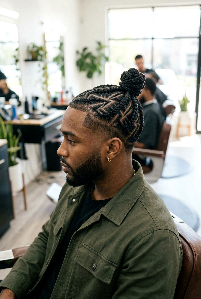 Zig Zag Braided Knot - 20 braided top knot men - 20 braided top knot men