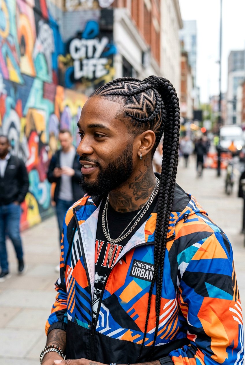 Zig Zag Braids For Men - 20 braided ponytail for men - 20 braided ponytail for men