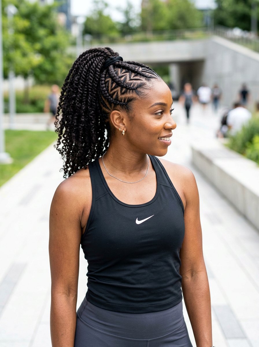 Zig Zag Cornrows With High Ponytail - 20 zig zag cornrow styles - 20 zig zag cornrow styles