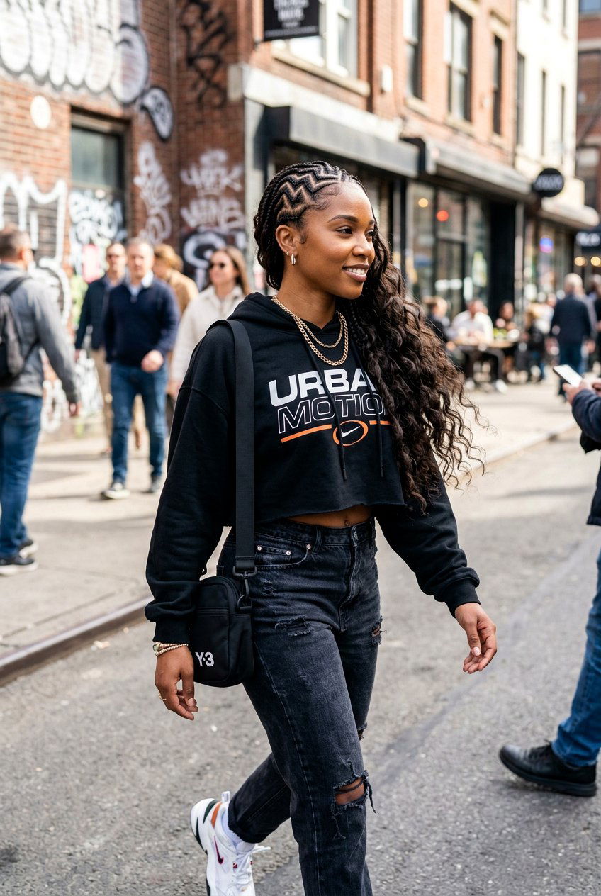 Zig Zag Cornrows With Wavy Ends - 20 straight back cornrows with curly ends - 20 straight back cornrows with curly ends