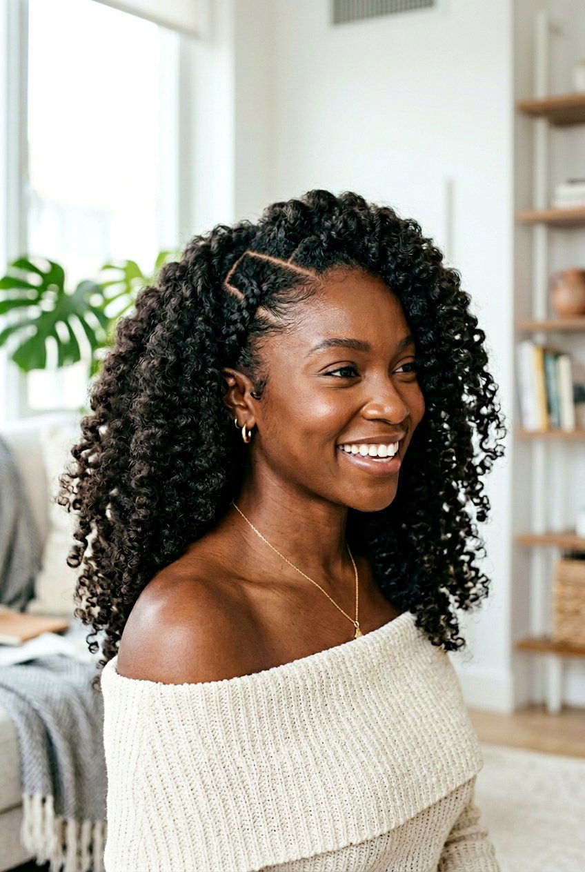 Zig Zag Part Braid Out - 20 braid out on short natural hair - 20 braid out on short natural hair