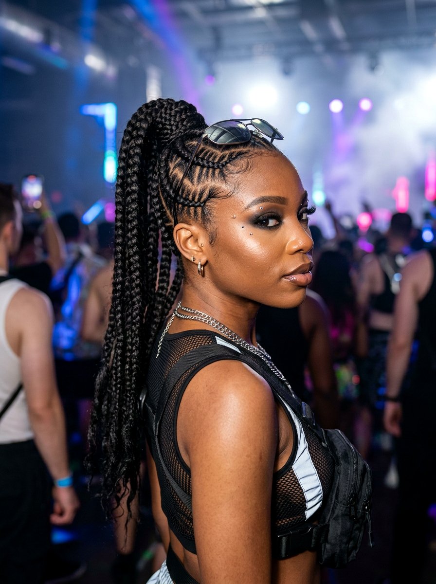 Zig Zag Part Braid Ponytail - 20 rave braid ponytail hairstyle - 20 rave braid ponytail hairstyle