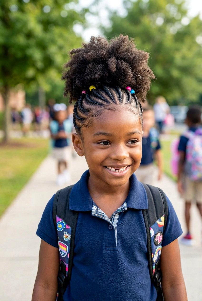 Zig Zag Part Cornrows with Curly Side Ponytail - 20 little girls cornrows with curly ponytail - 20 little girls cornrows with curly ponytail