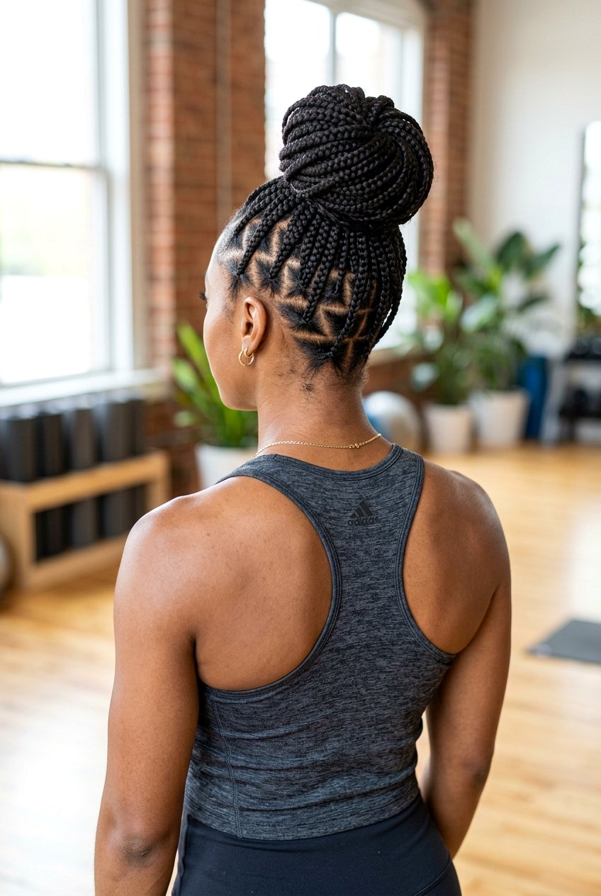 Zig Zag Part Knotless Braids Bun - 20 knotless braids bun for women - 20 knotless braids bun for women