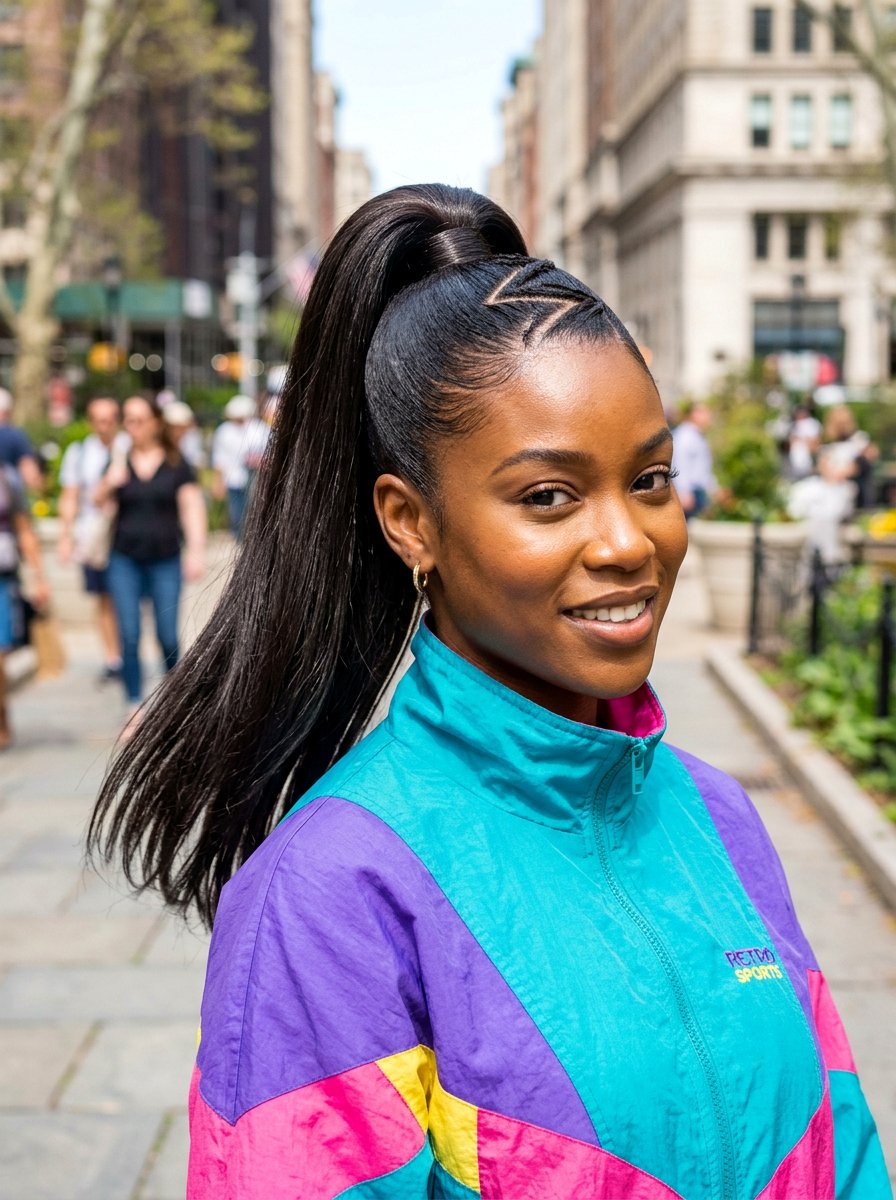 Zig Zag Part Sleek Ponytail For Black Women - 20 sleek hairstyle for black women ponytail - 20 sleek hairstyle for black women ponytail