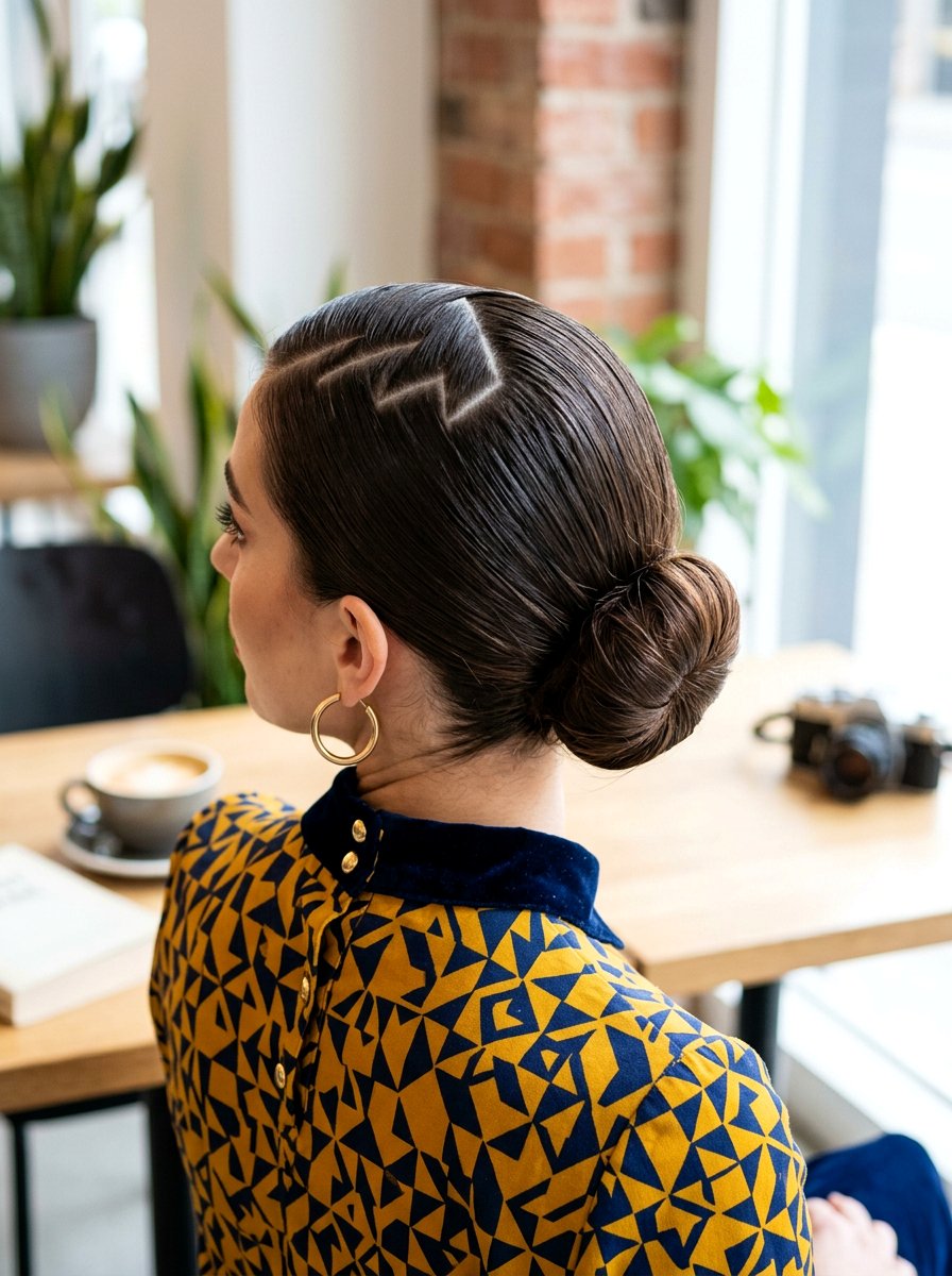 Zig Zag Part Slick Back Bun - 20 slick back bun for black women - 20 slick back bun for black women