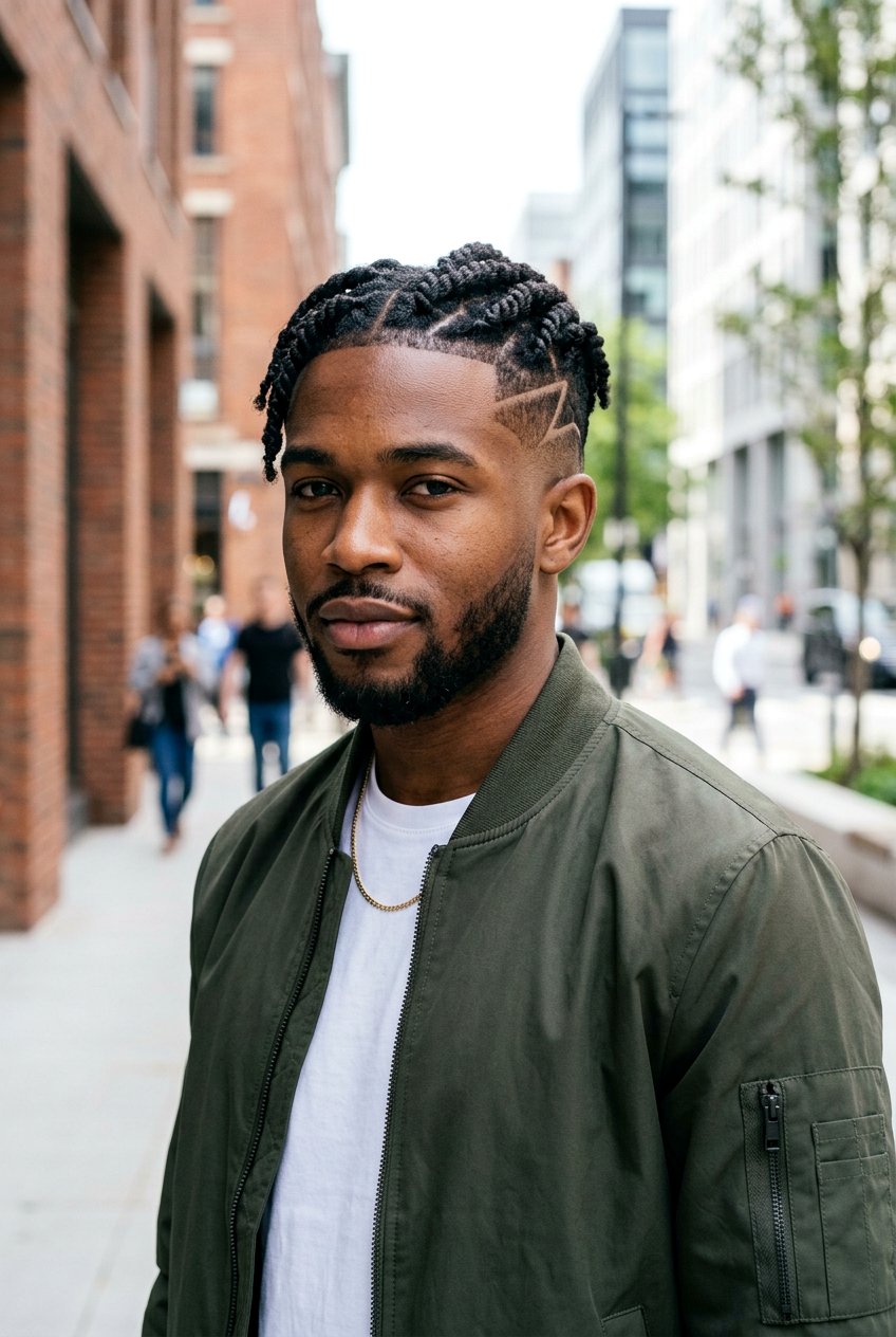 Zig Zag Part Twists Taper Fade - 20 twists with taper fade for black men - 20 twists with taper fade for black men