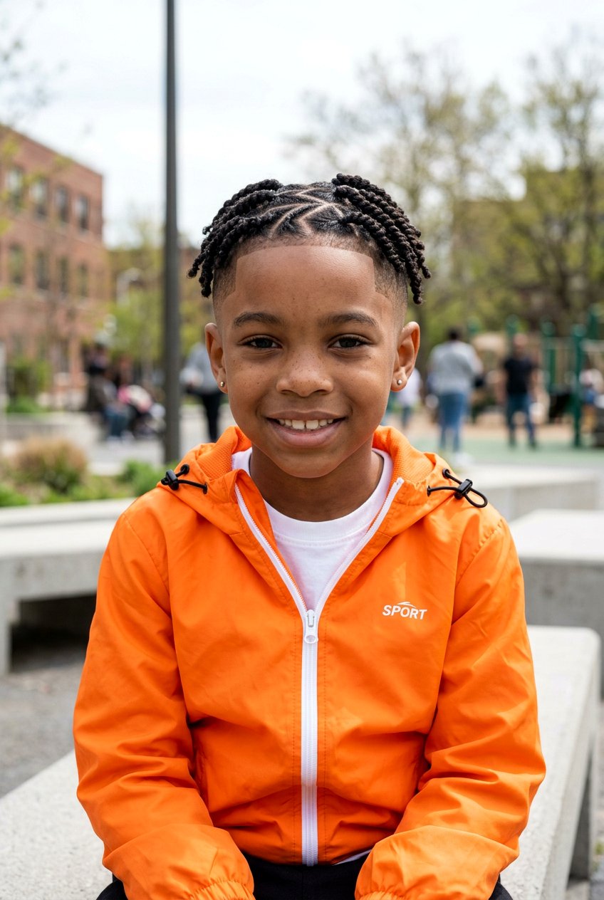 Zig Zag Parted Twists with Fade - 20 boys twists with curly top - 20 boys twists with curly top