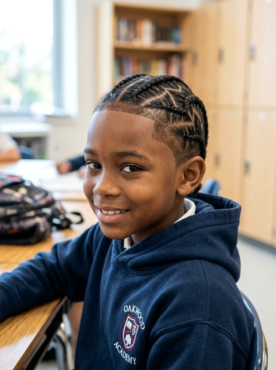 Zig Zag Parting Cornrows - 20 school safe braid styles for boys - 20 school safe braid styles for boys