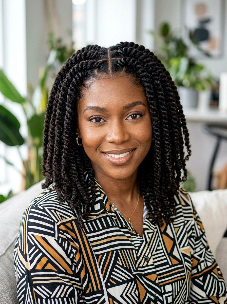 Zig Zag Parting Twists - 20 overnight twists for natural hair - 20 overnight twists for natural hair