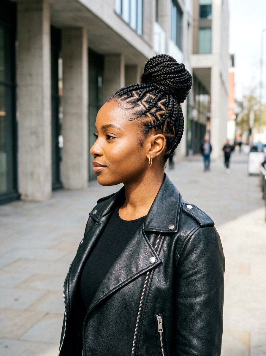 Zig Zag Stitch Braid Bun - 20 stitch braids into bun - 20 stitch braids into bun