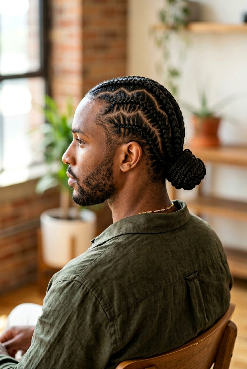 Zigzag Braid Man Bun - 20 braided man bun hairstyle - 20 braided man bun hairstyle