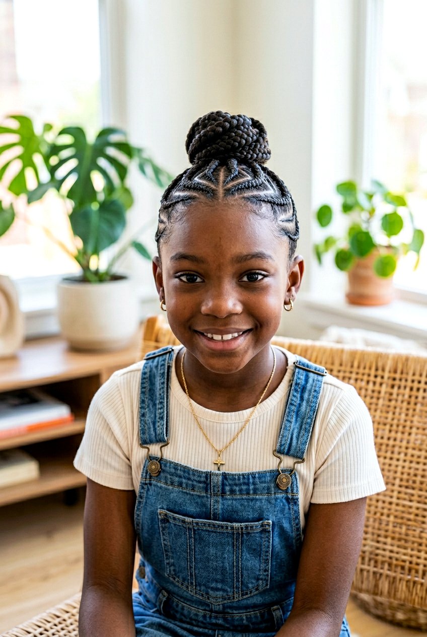 Zigzag Cornrows Braided Bun For Black Girls - 20 braided buns for black girls - 20 braided buns for black girls