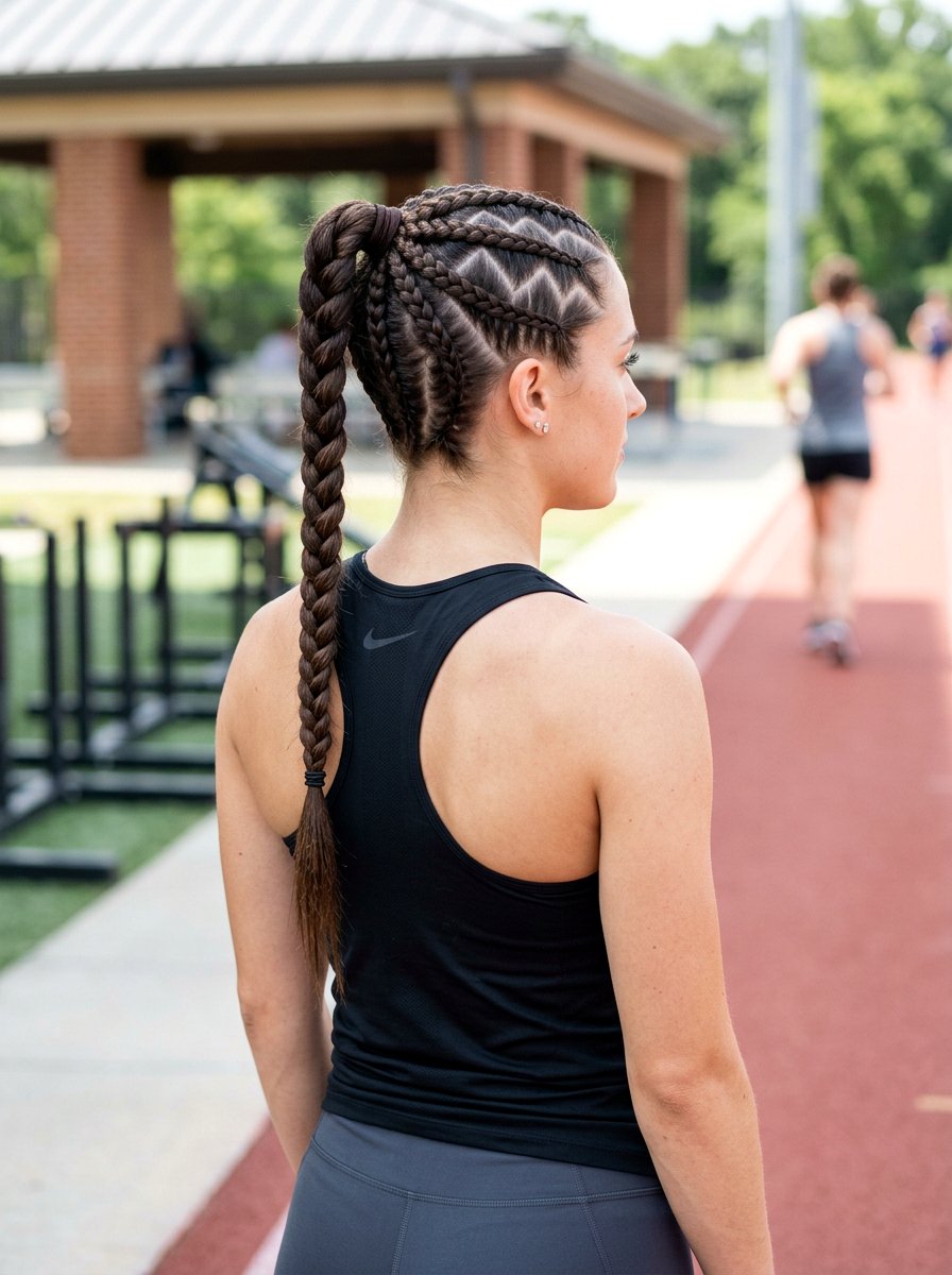 Zigzag Part Braid Ponytail - 20 volleyball ponytail with braid - 20 volleyball ponytail with braid