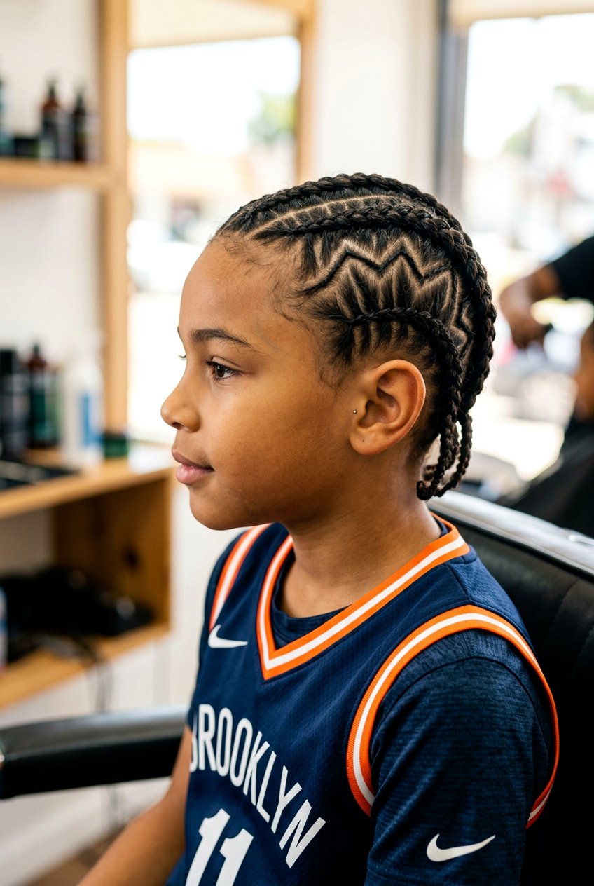 Zigzag Part Cornrows - 20 biracial boys braid styles - 20 biracial boys braid styles