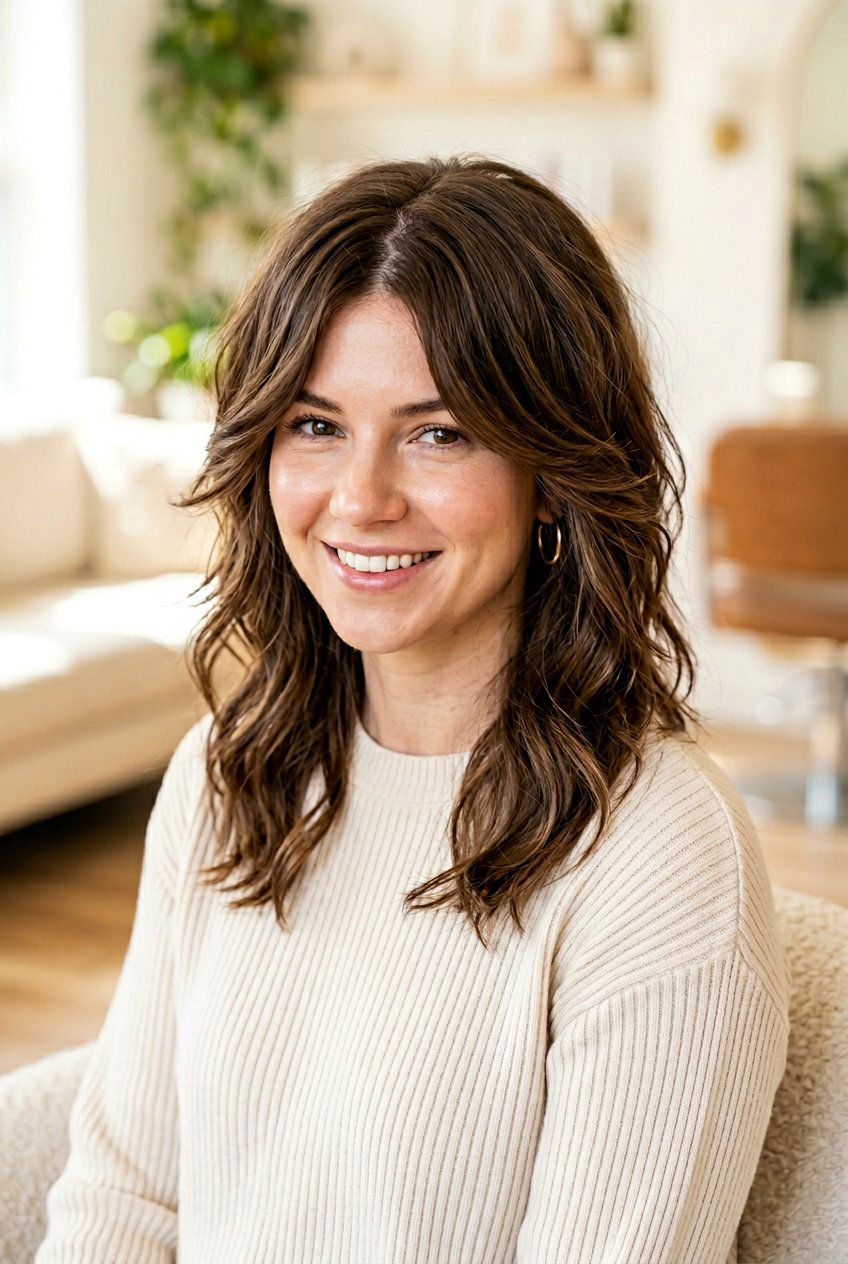 Zigzag Part with Face Framing Layers - 20 hairstyles to hide thinning hair - 20 hairstyles to hide thinning hair