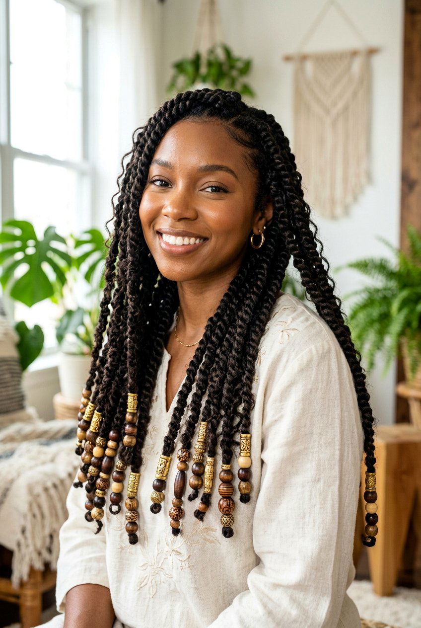 boho passion twists with beads - 20 boho passion twists hairstyles - 20 boho passion twists hairstyles