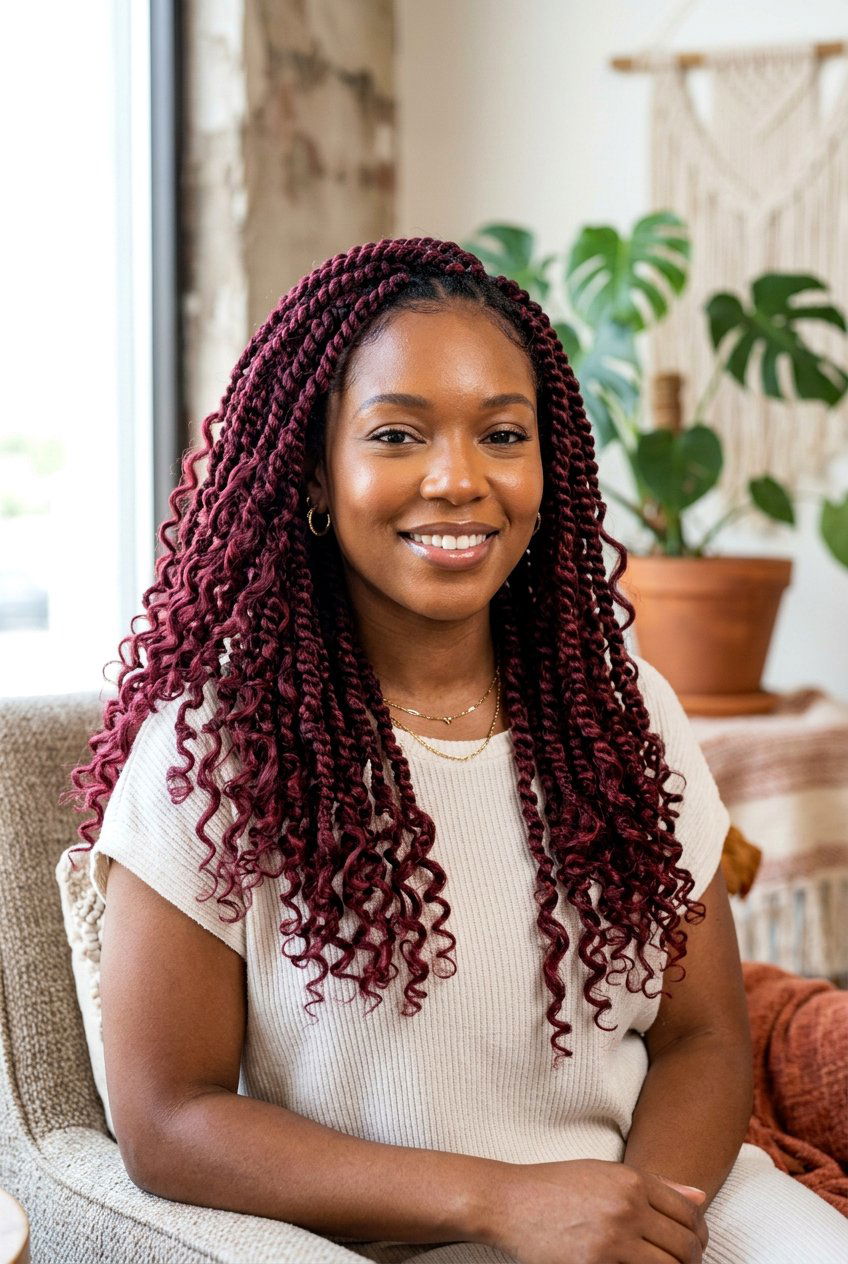 burgundy boho passion twists - 20 boho passion twists hairstyles - 20 boho passion twists hairstyles