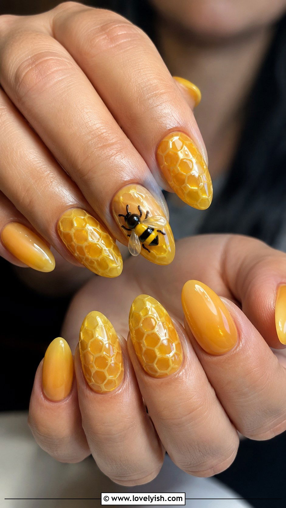 3D Bee Honey Nails - 38 3d nail designs - 38 3d nail designs