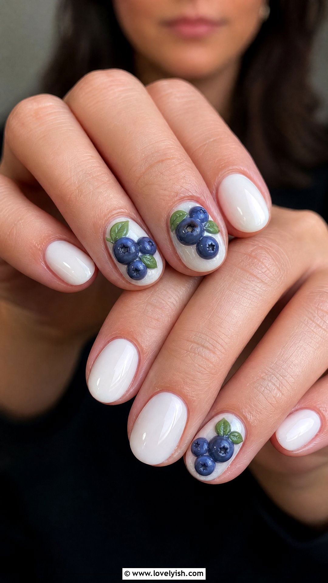 3D Blueberry Gel Nails - 50 3d gel nail art ideas - 50 3d gel nail art ideas