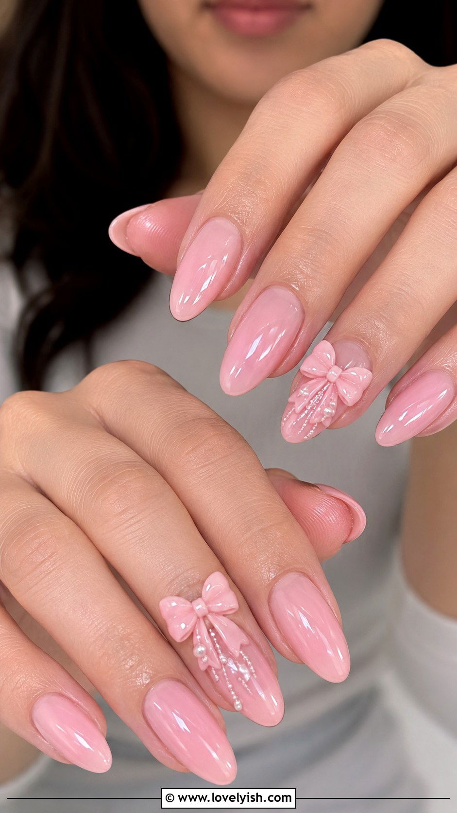 3D Bow Accent Nails - 50 3d nail art - 50 3d nail art