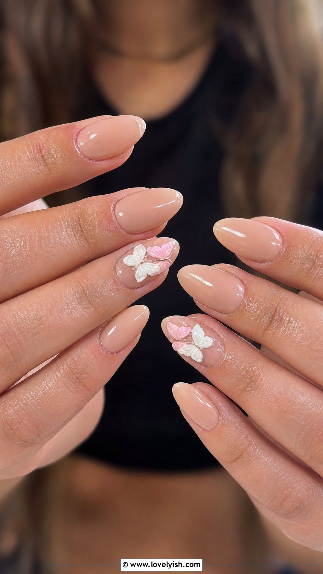 3D Butterfly Nude Nails - 50 butterfly nails - 50 butterfly nails