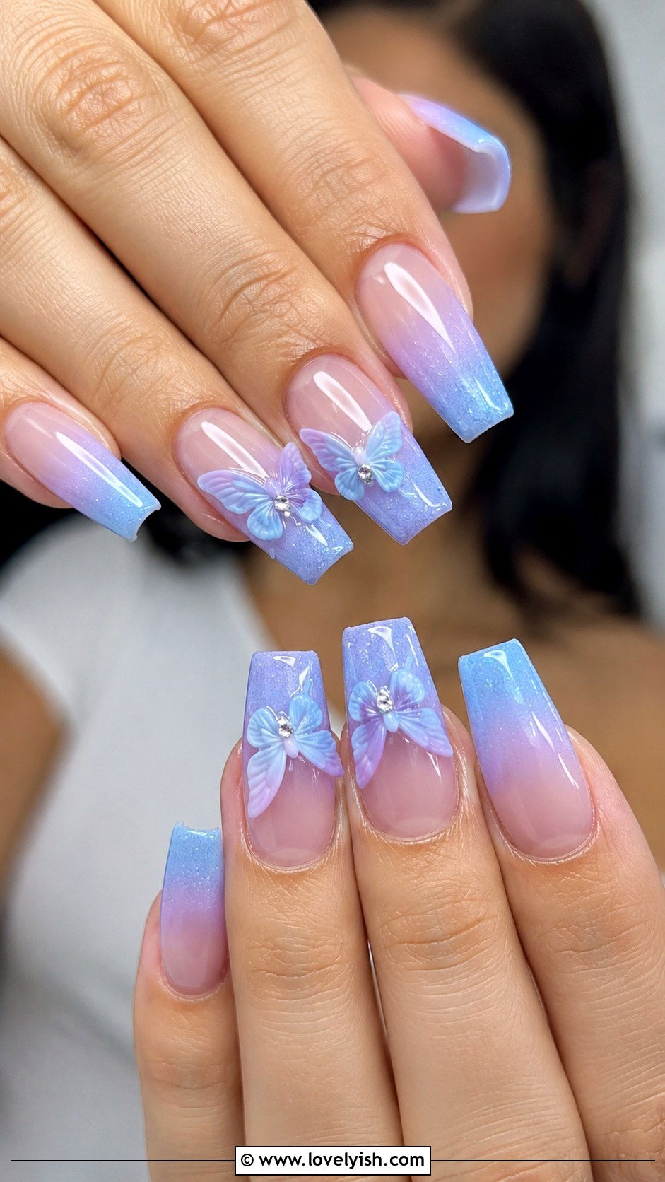 3D Butterfly Pastel Nails - 38 3d nail designs - 38 3d nail designs