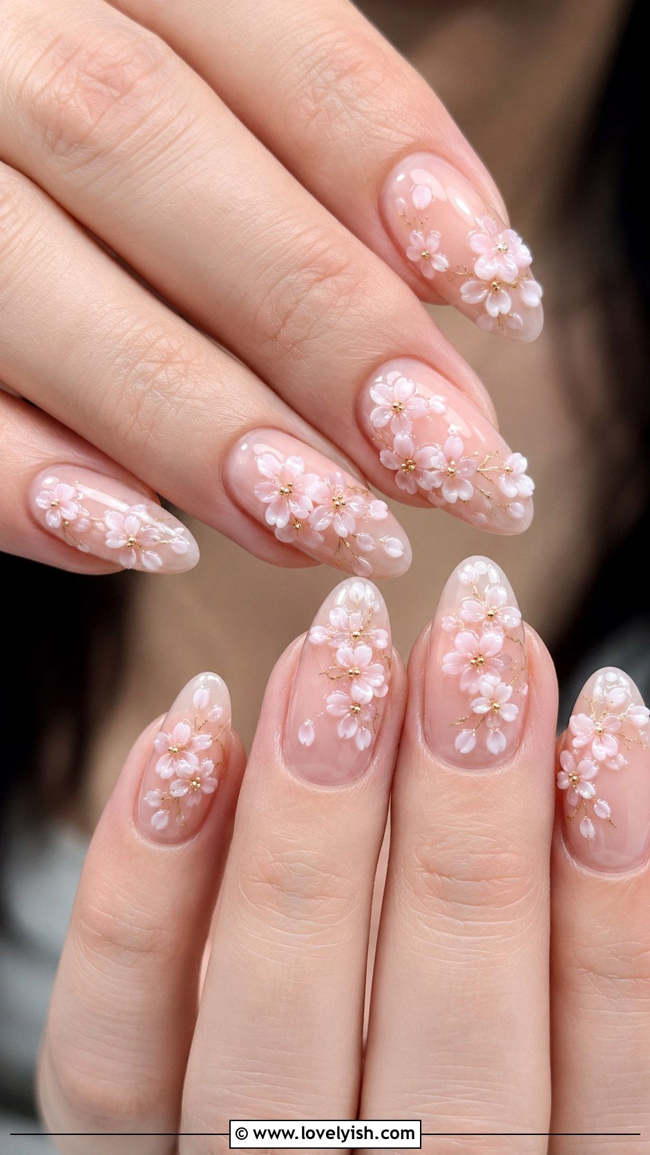 3D Cherry Blossom Nails - 50 3d nail art - 50 3d nail art