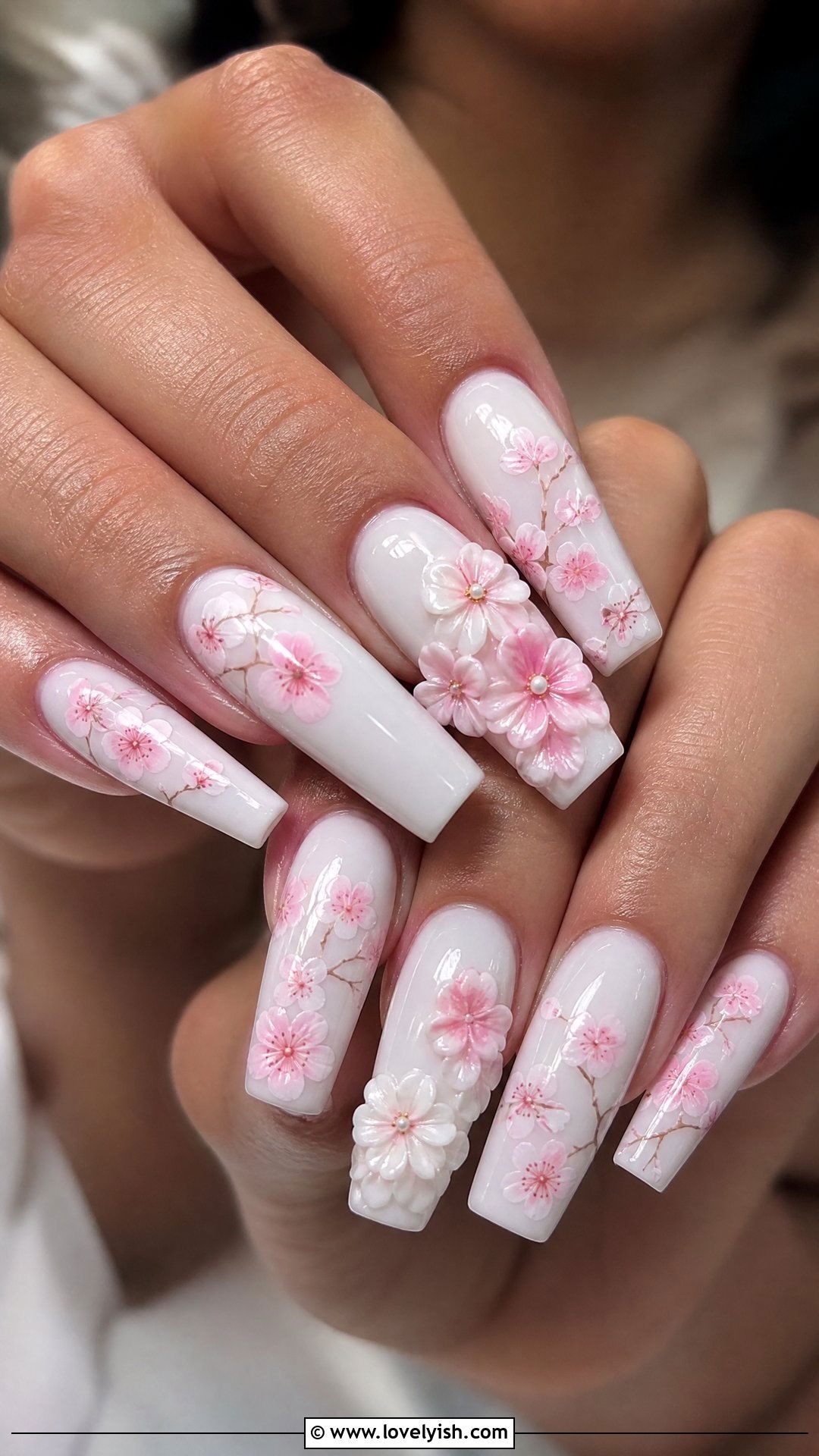 3D Cherry Blossom Nails - 50 flower nails - 50 flower nails