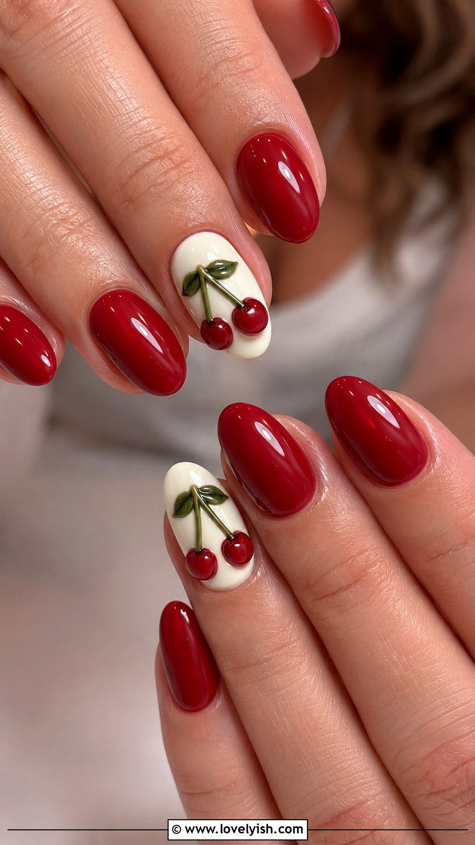 3D Cherry Red Nails - 38 3d nail designs - 38 3d nail designs