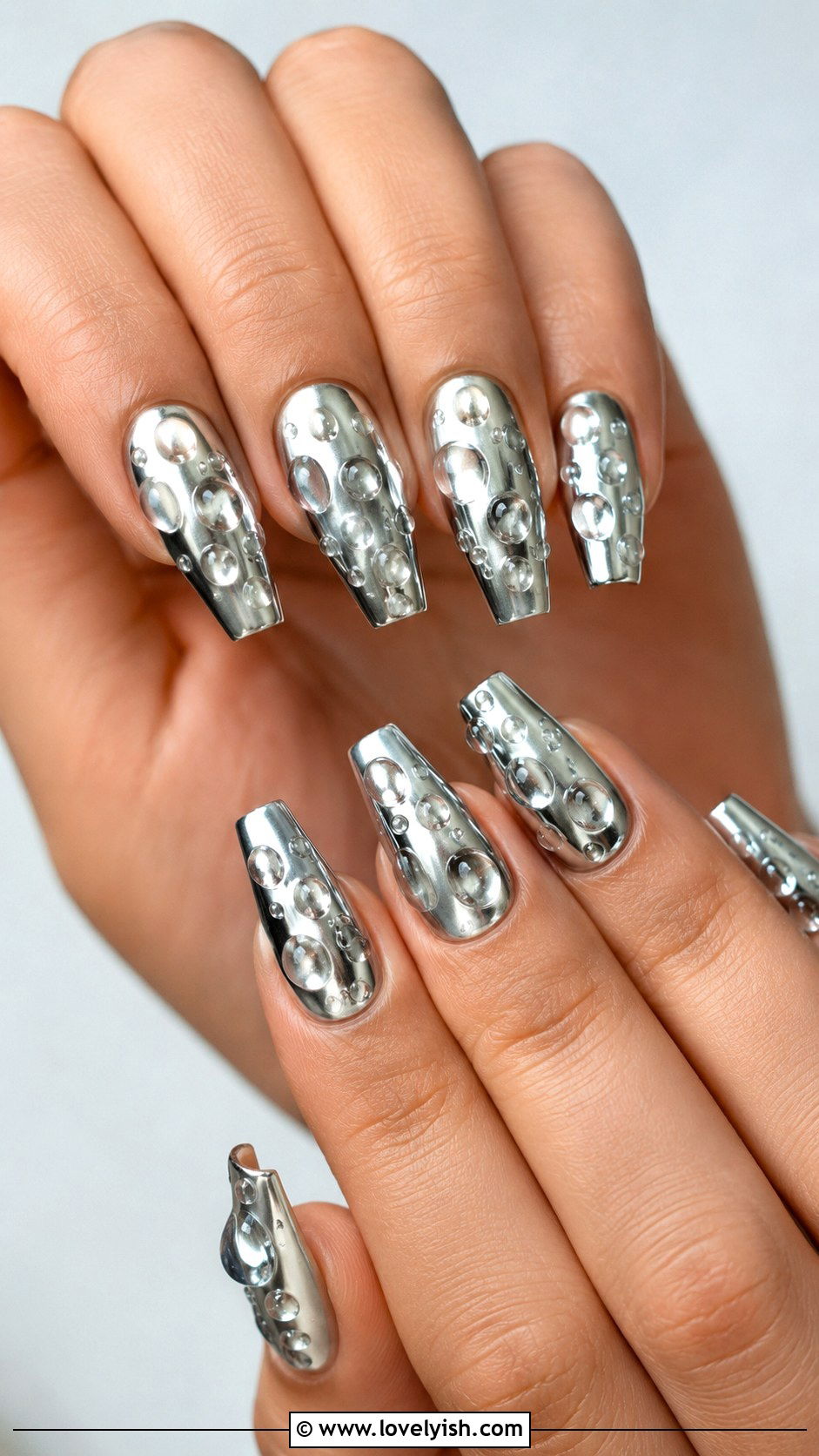 3D Chrome Bubble Nails - 25 3d nail art ideas - 25 3d nail art ideas