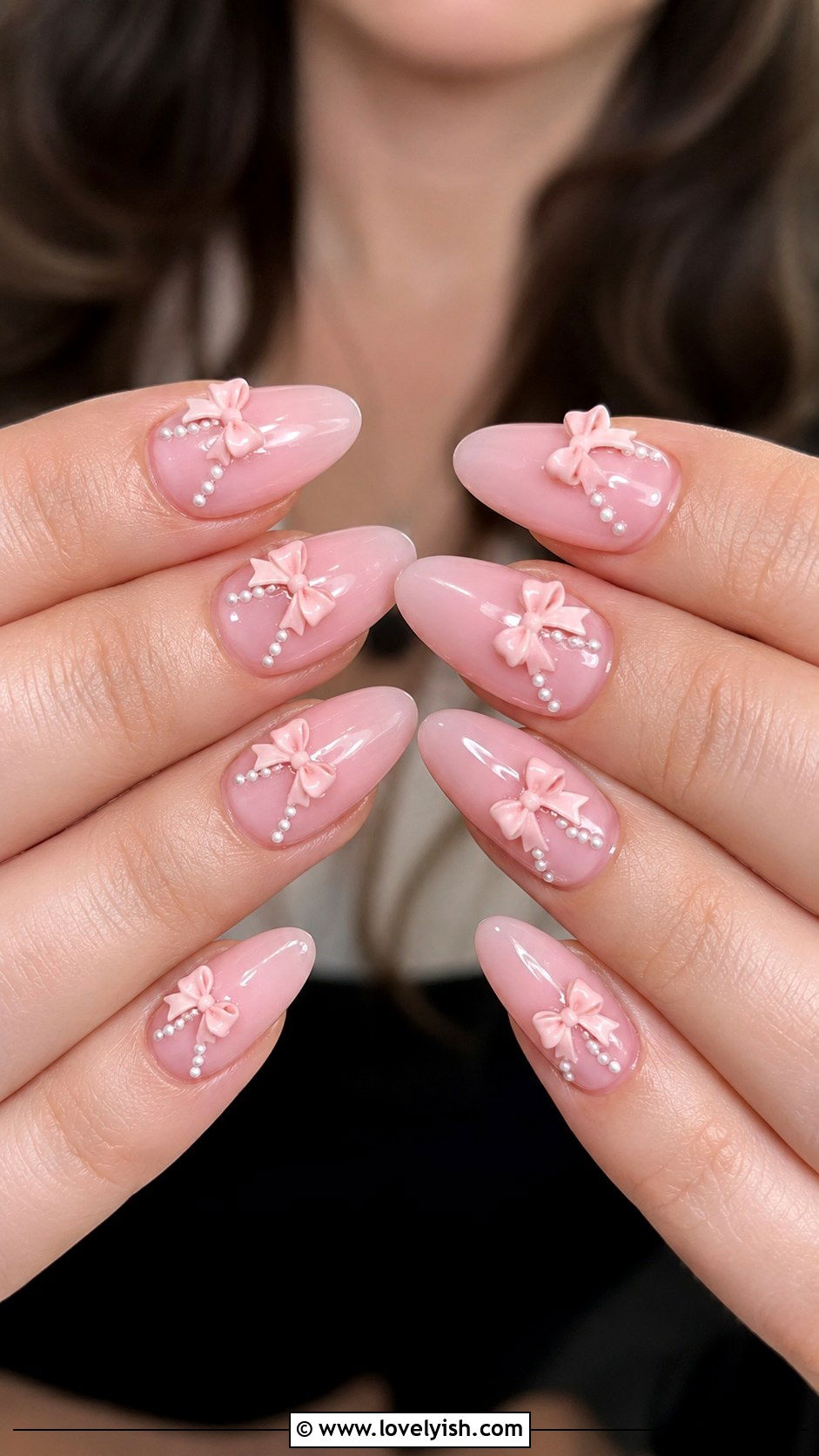 3D Coquette Pink Bow Nails - 50 3d nail art - 50 3d nail art