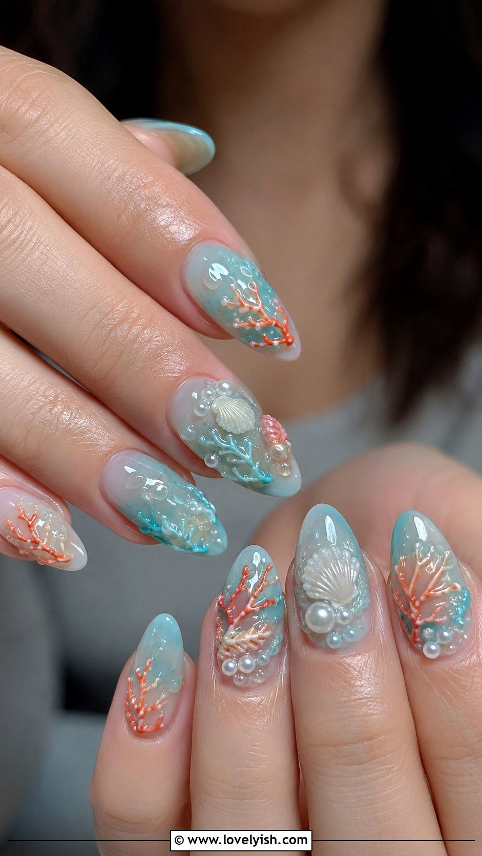 3D Coral Reef Nails - 50 3d nail art - 50 3d nail art