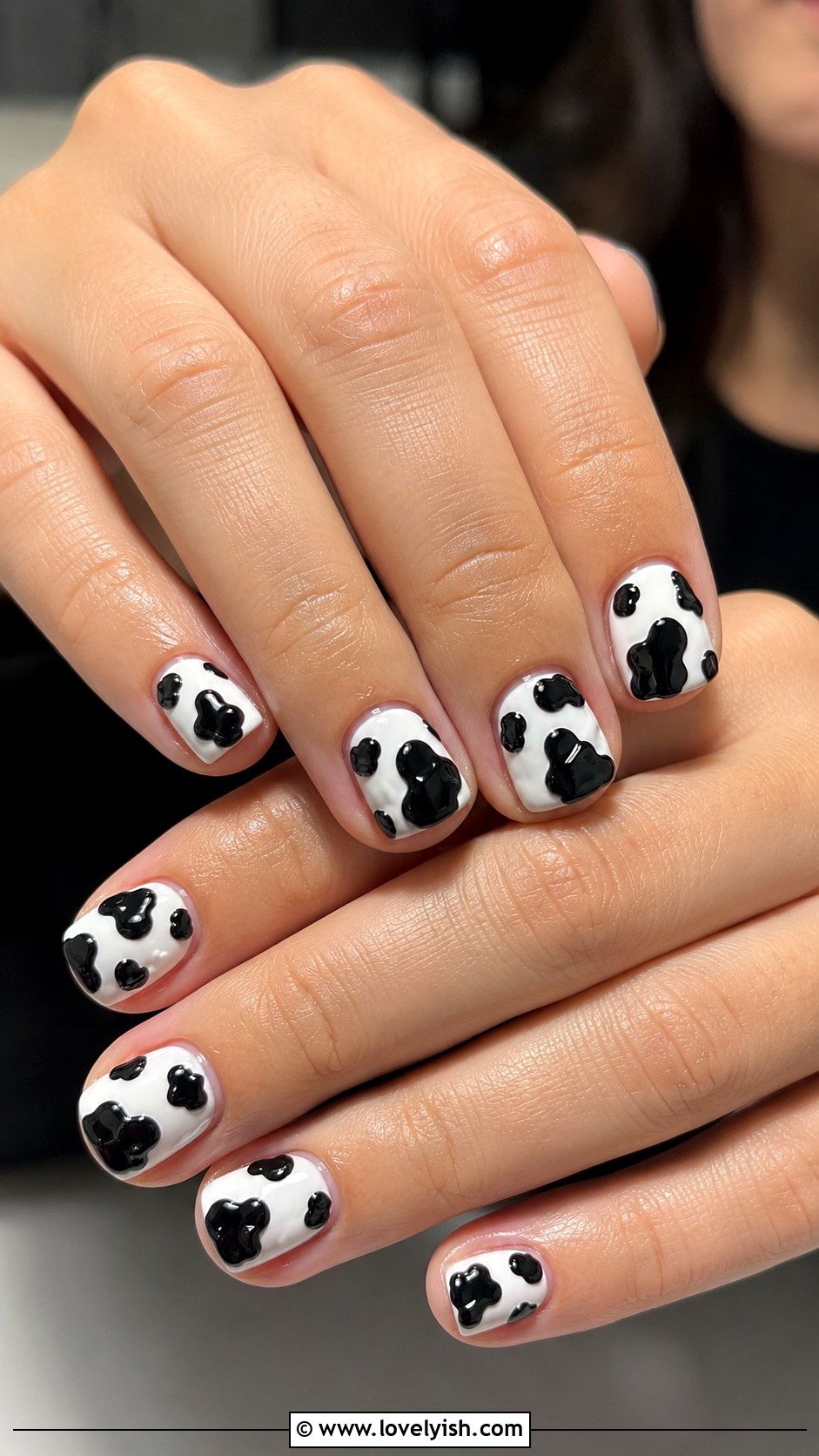 3D Cow Print Gel Nails - 50 3d gel nail art ideas - 50 3d gel nail art ideas