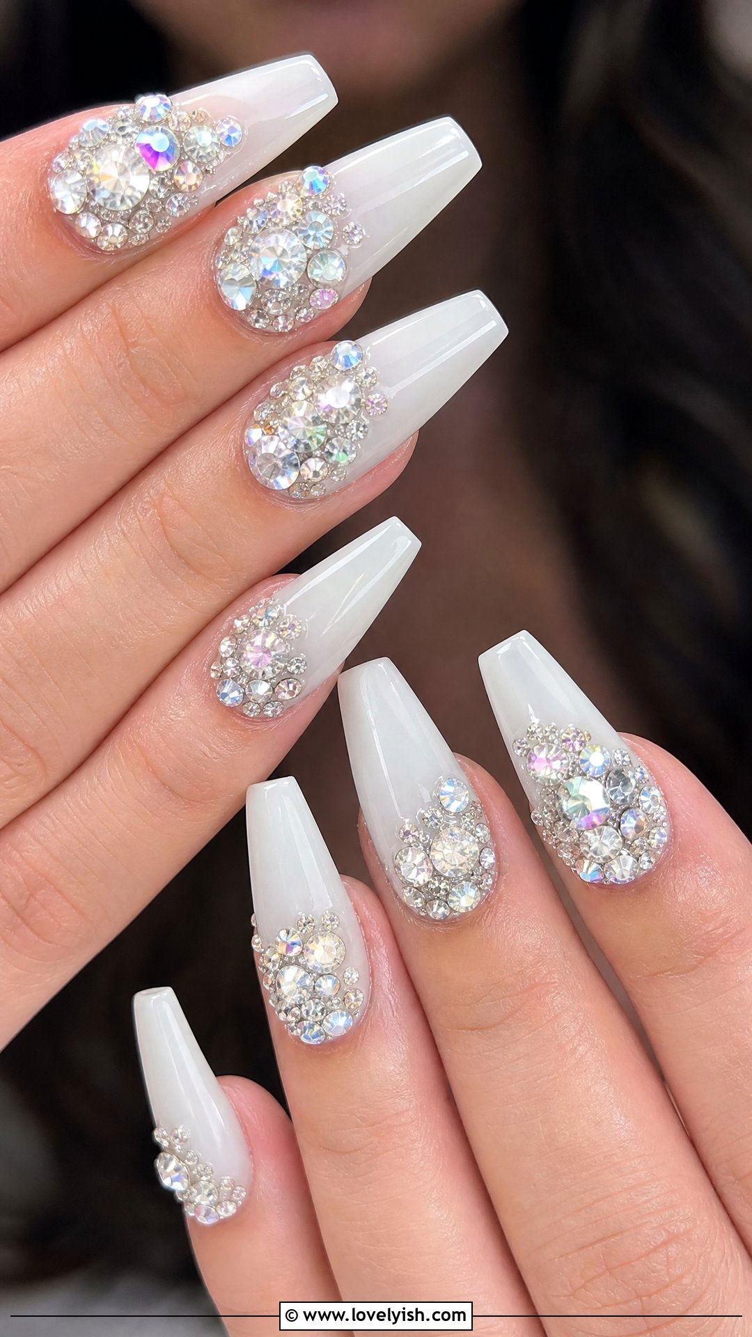 3D Crystal Cluster Nails - 50 3d nail art - 50 3d nail art