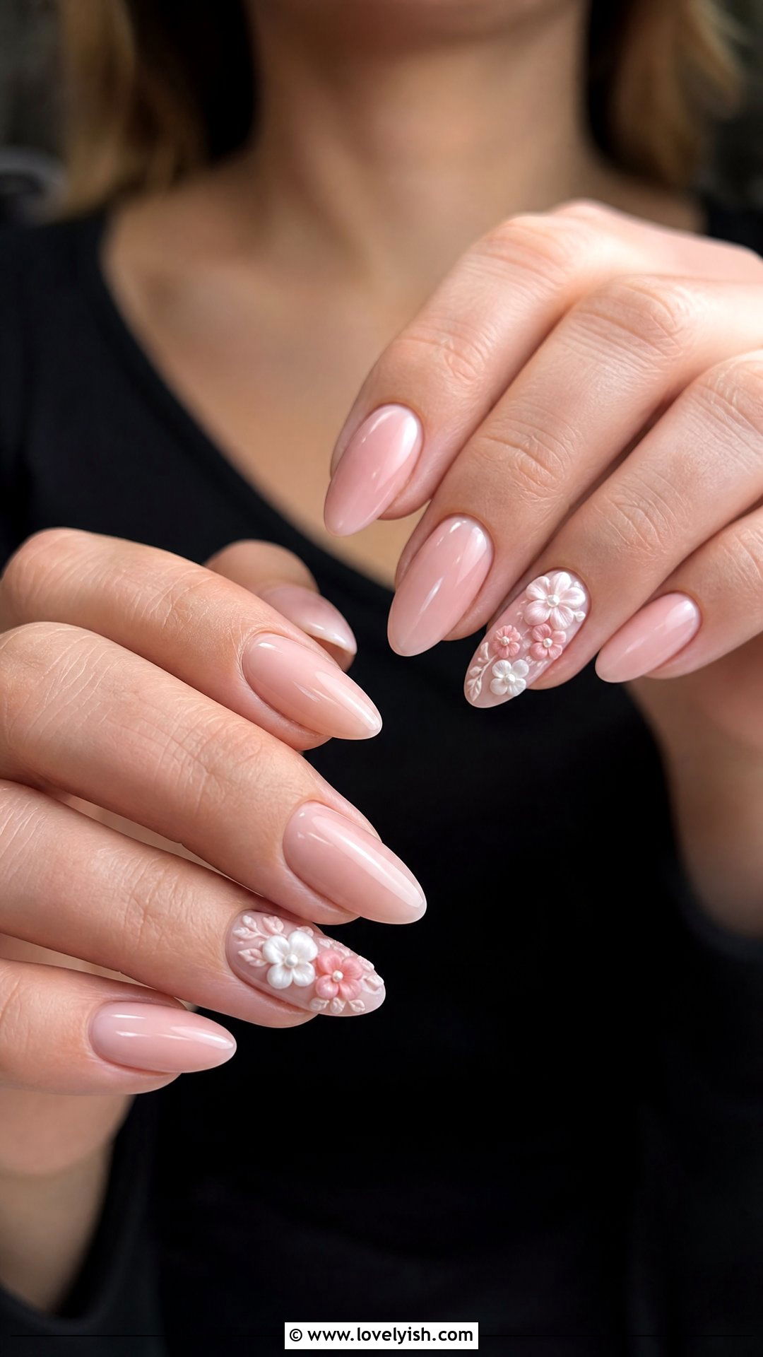 3D Floral Accent Builder Gel Nails - 50 builder gel nails - 50 builder gel nails