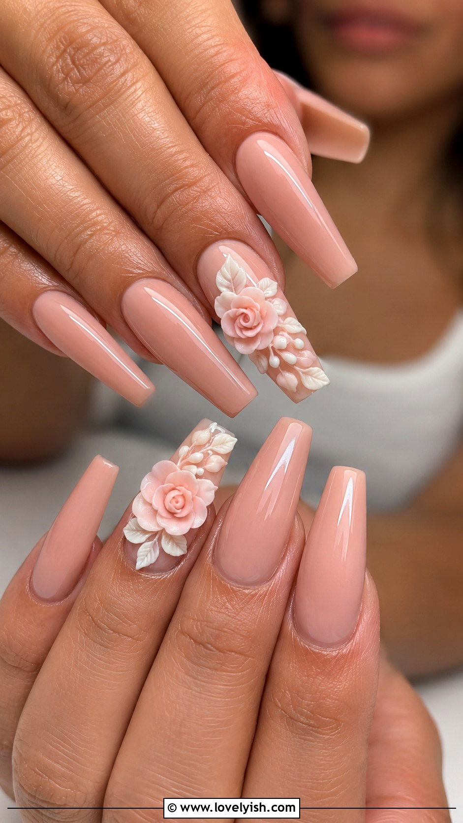 3D Floral Accent Nails - 31 flower nail design ideas - 31 flower nail design ideas