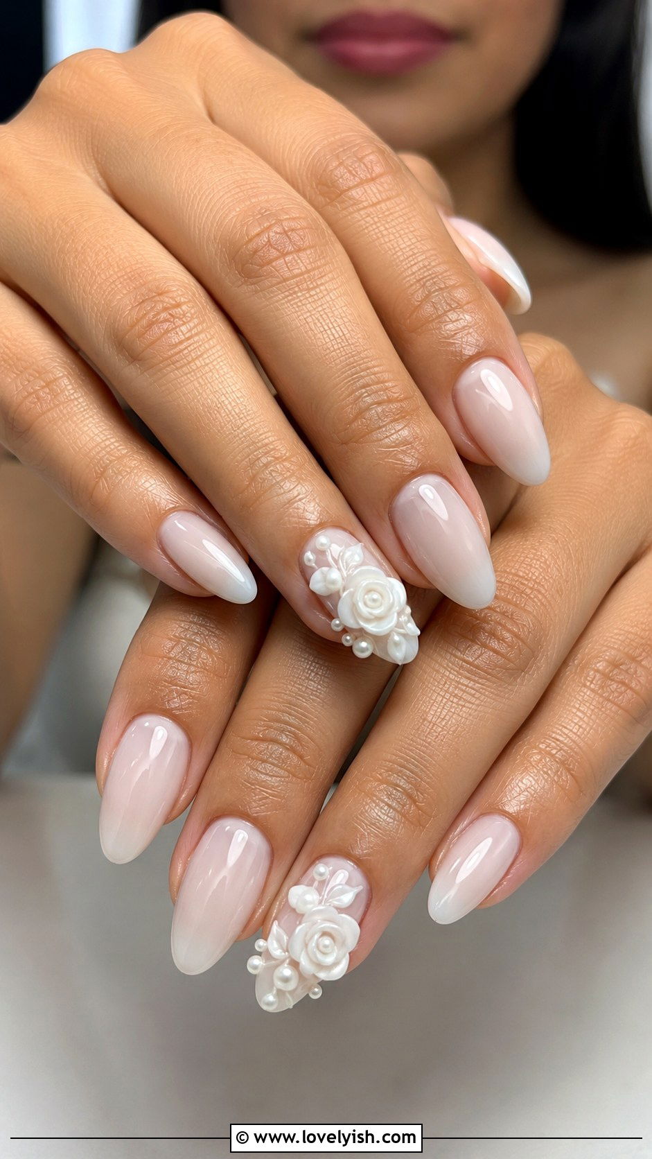 3D Floral Bridal Nails - 47 nail inspiration - 47 nail inspiration