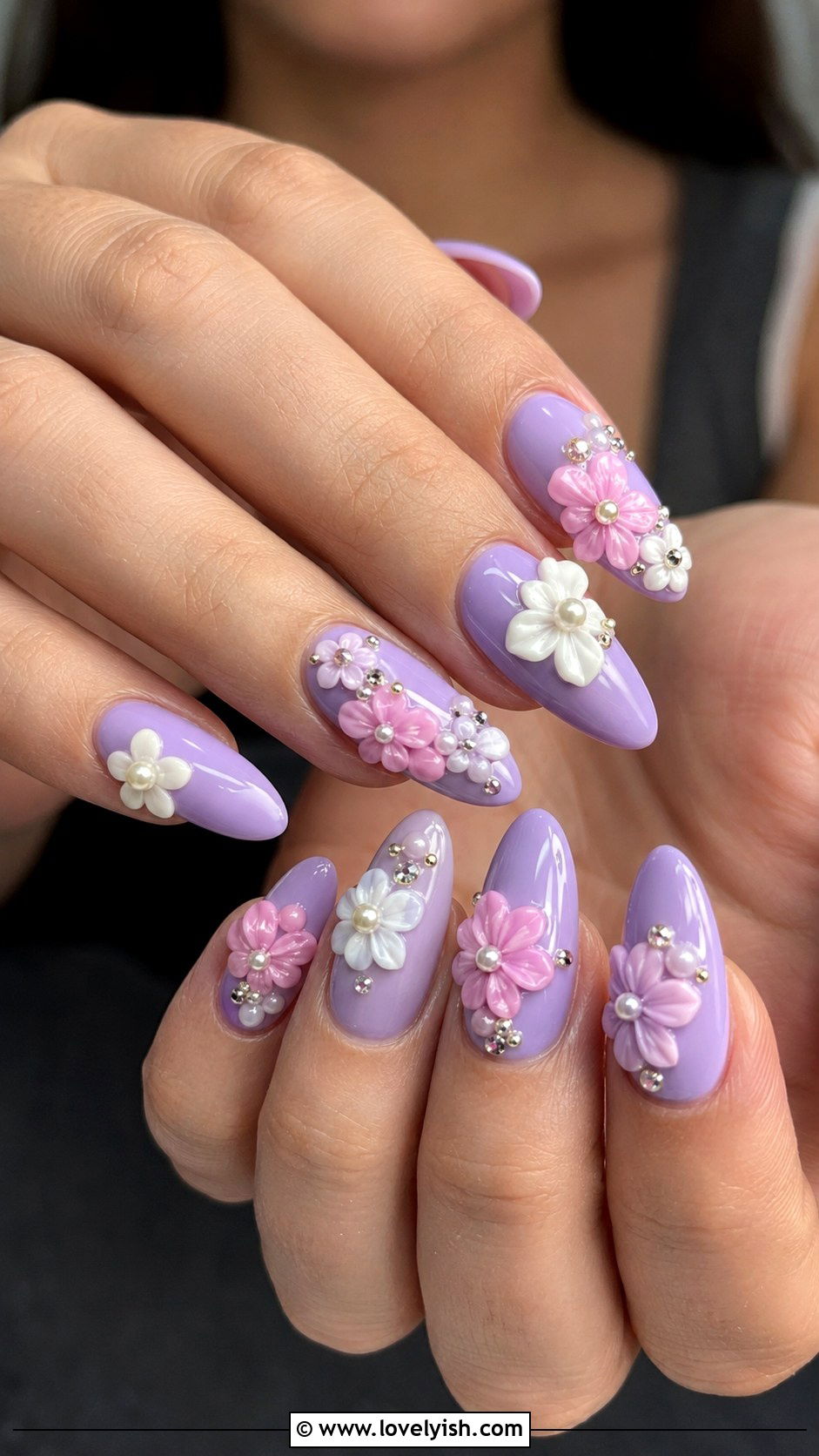 3D Floral Easter Nails - 38 easter nail art ideas - 38 easter nail art ideas