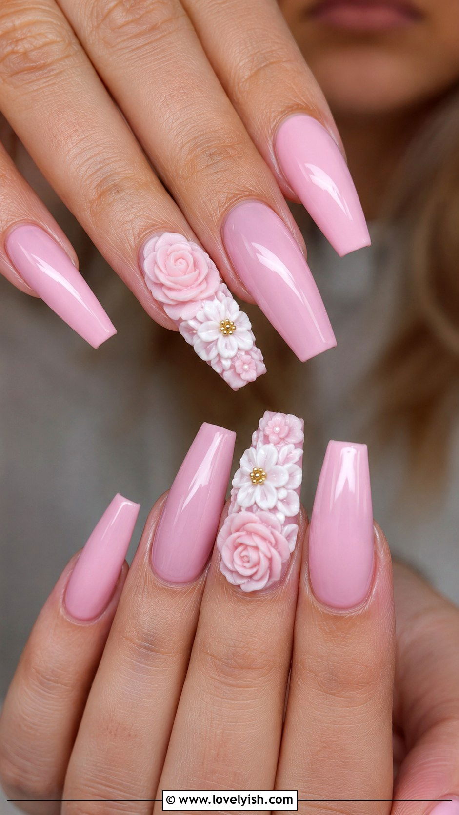 3D Floral Nails With Sculptured Petals - 43 nail art ideas - 43 nail art ideas