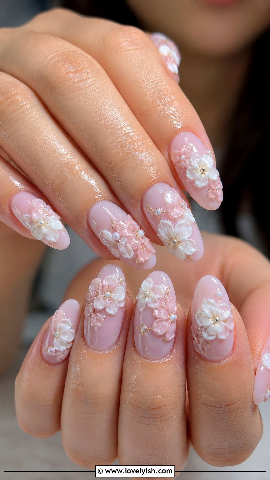 3D Floral Wedding Nails - 38 wedding nail designs - 38 wedding nail designs
