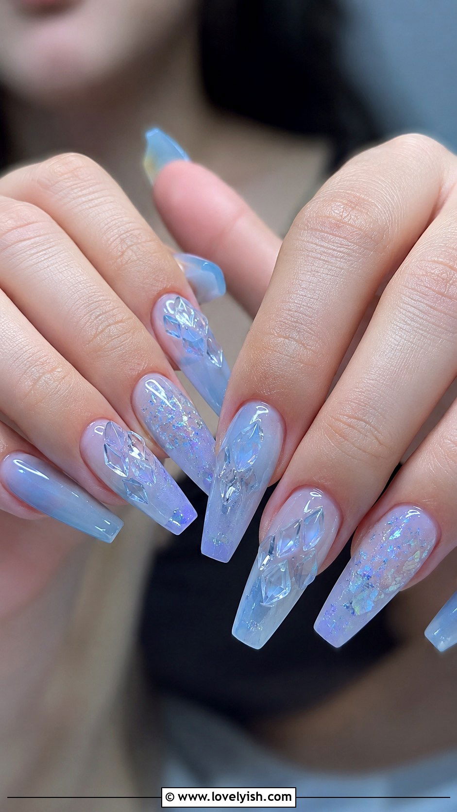 3D Frosted Crystal Nails - 38 3d nail designs - 38 3d nail designs