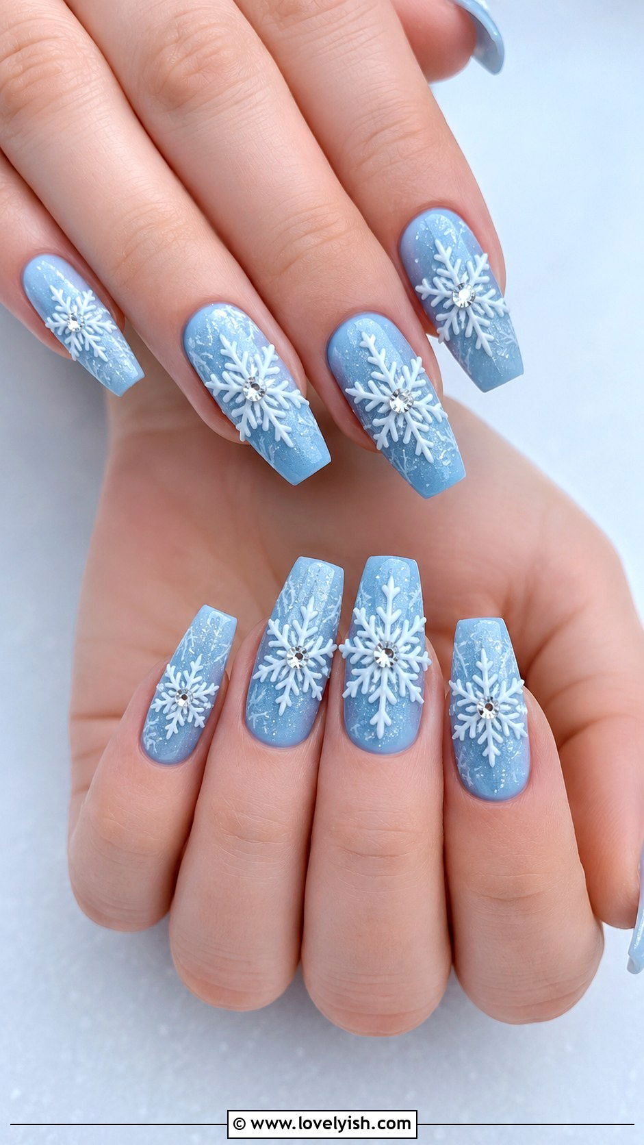 3D Frosted Snowflake Winter Nails - 25 3d nail art ideas - 25 3d nail art ideas