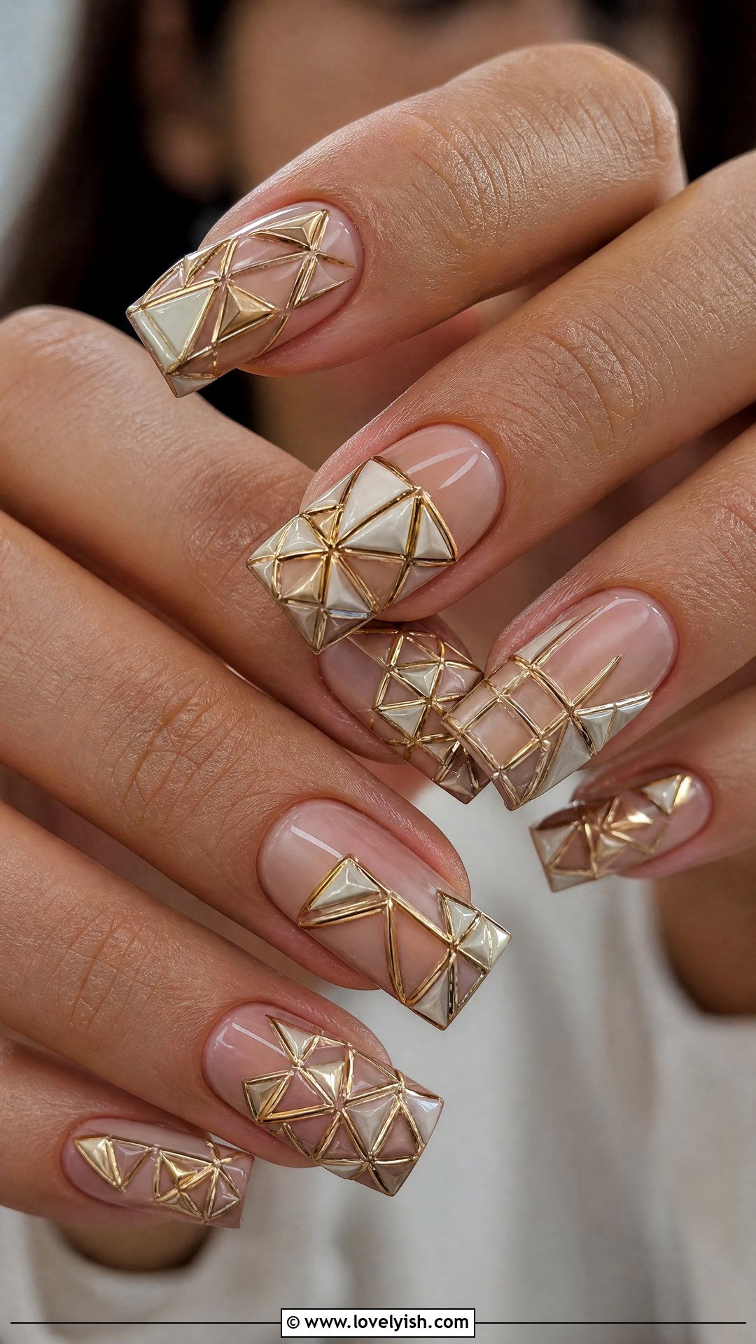 3D Geometric Gel Nails - 50 3d gel nail art ideas - 50 3d gel nail art ideas
