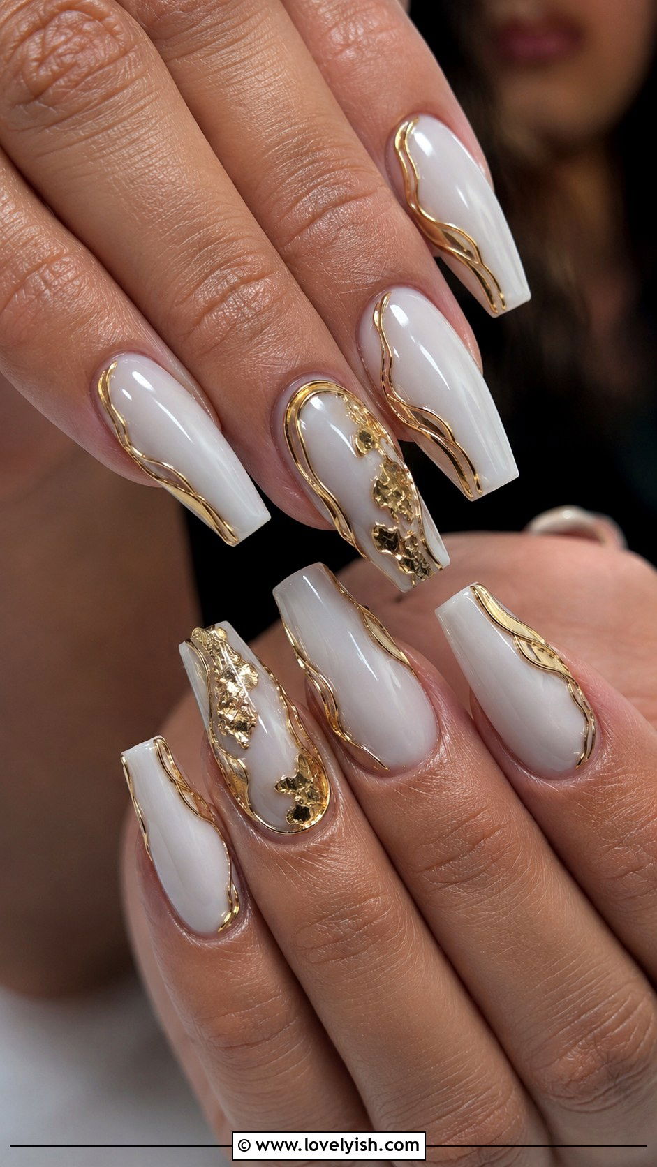 3D Gold Foil Sculpted Nails - 50 3d nail art - 50 3d nail art