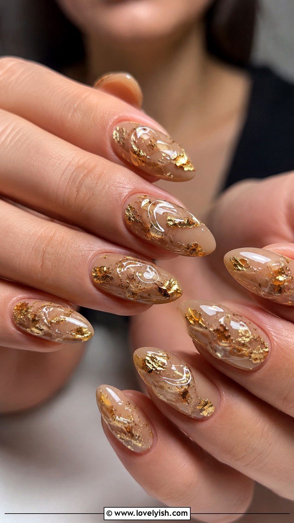3D Gold Leaf Gel Nails - 50 3d gel nail art ideas - 50 3d gel nail art ideas