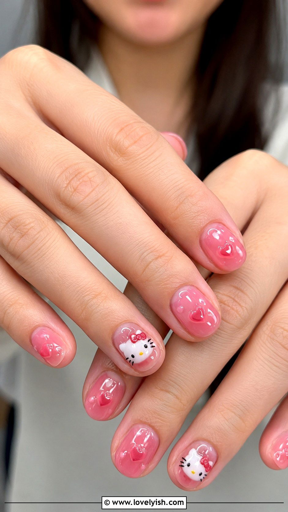3D Hello Kitty Pink Nails - 38 3d nail designs - 38 3d nail designs